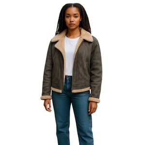 XOXO Coat Womens Size M Brown Suede Y2K Vintage Boho Penny Lane Retro Shearling